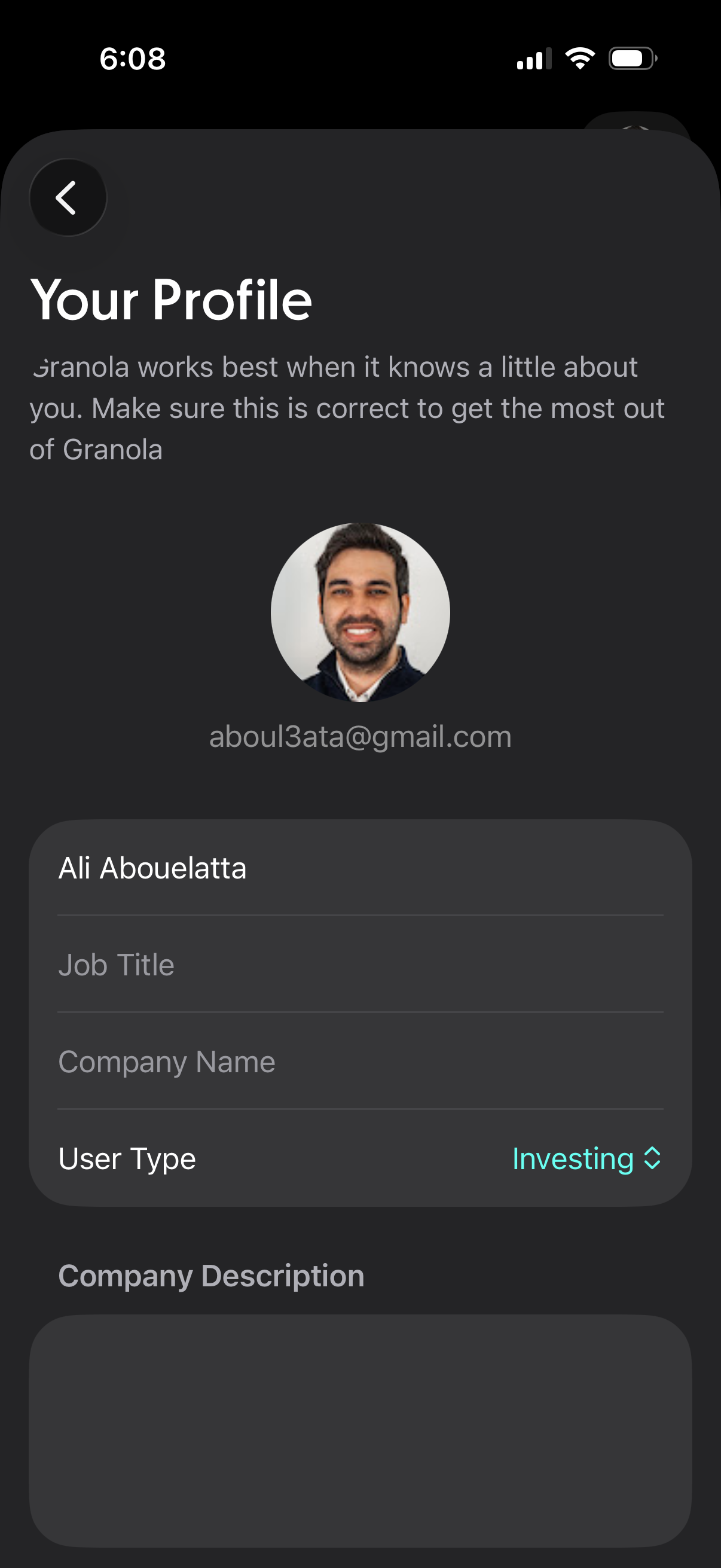 granola profile screenshot